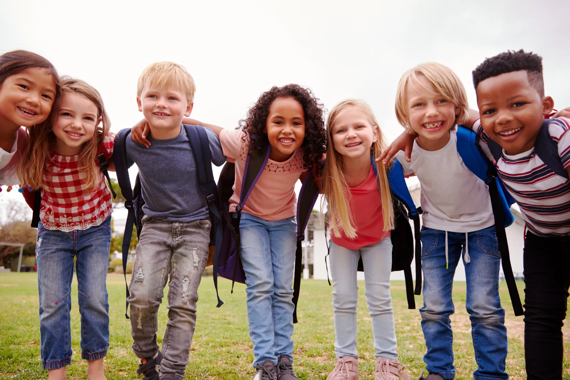 a group of kids standing together